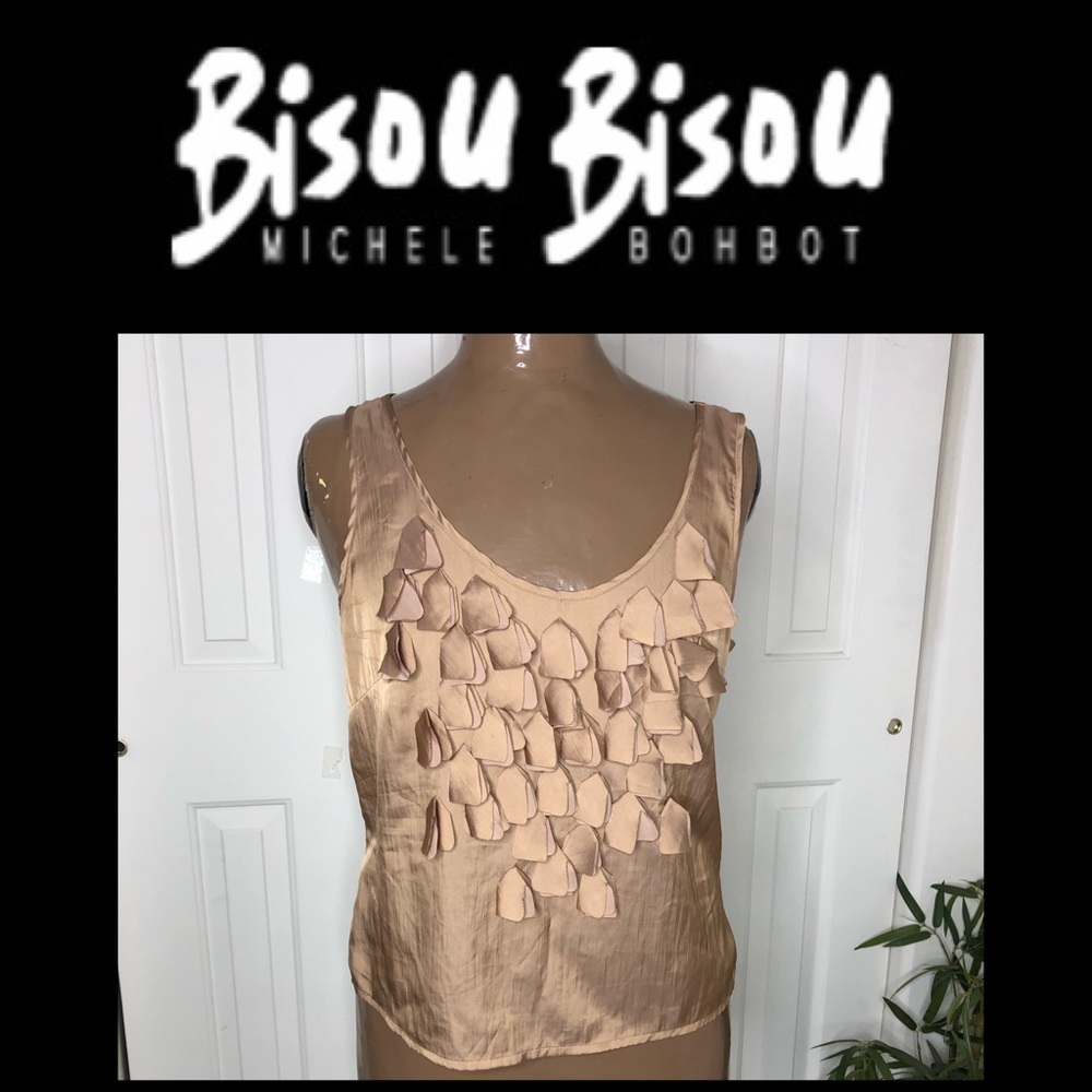🌵Bisou Bisou Champagne Silky Embellished Tank Top